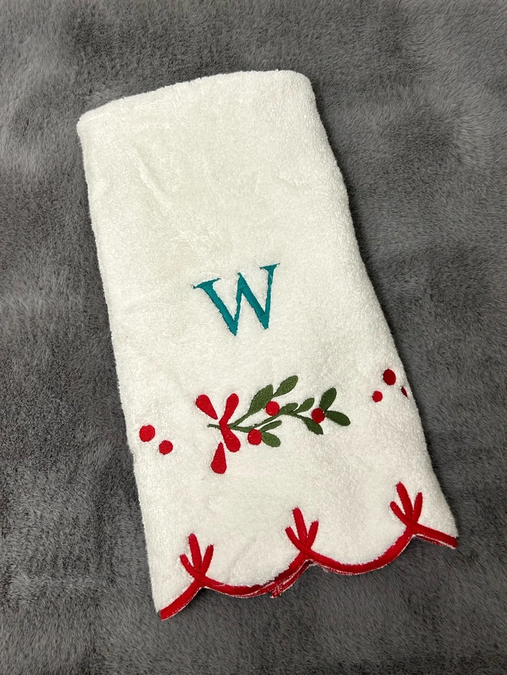 Mark & Graham Holly Holiday hand towel